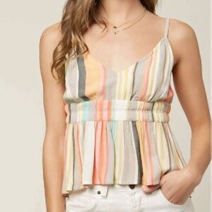 O’Neill Kelby Stripe top tank crop style Size XS. Beautiful summer fun colors
